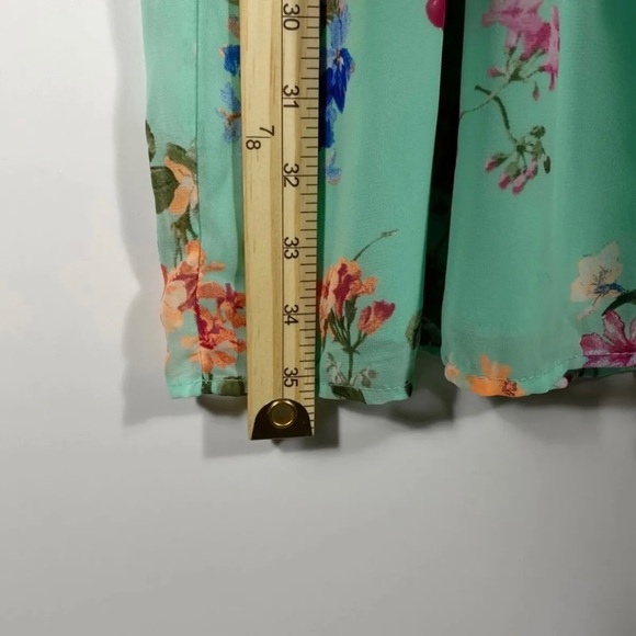 Pink Blush Maternity Dress SzS Mint Green Floral Print Sheer Lined Spring Summer - Picture 12 of 12